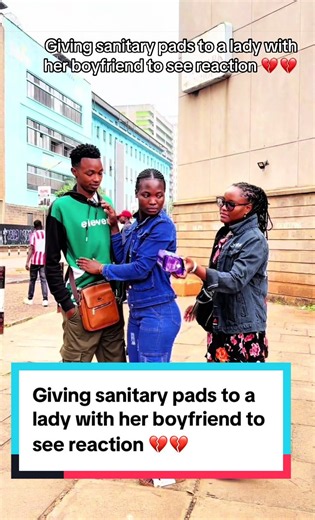 Giving sanitary pads to a lady with her boyfriend to see reaction 💔💔#smilewithbrilliant #creatorsearchinsights #viral #fyp #trending