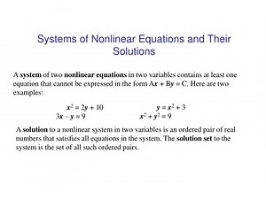 PPT - Systems of Nonlinear Equations and Their Solutions PowerPoint Presentation - ID:581854