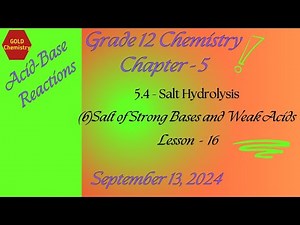Grade12 Chemistry Chapter-5 Salts of Strong Bases and Weak Acids