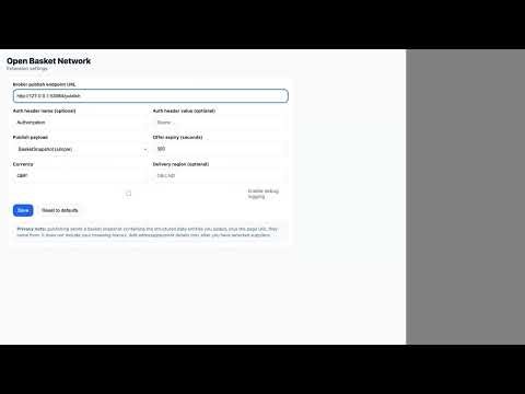 Open Basket Network — Persona: New user config (Chrome extension)