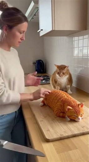 Real Cat Protects “Cat” Cake Like Family (Viral Reaction)
