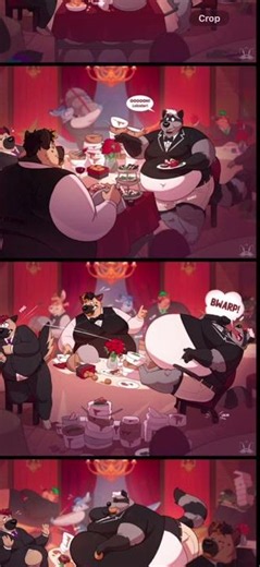 Gay gluttony at restaurant