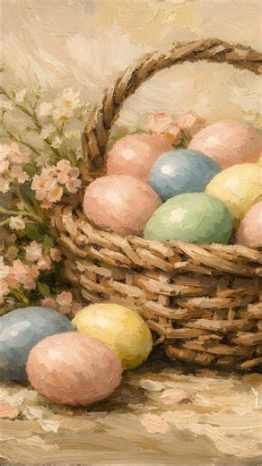 Frame TV Art with Music: Vintage Easter Basket & Pastel Eggs | 4K Spring Wallpaper