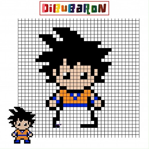 Truco para dibujar a Goku en Pixel Art Facilmente | Dibujos fáciles | DibuBaron