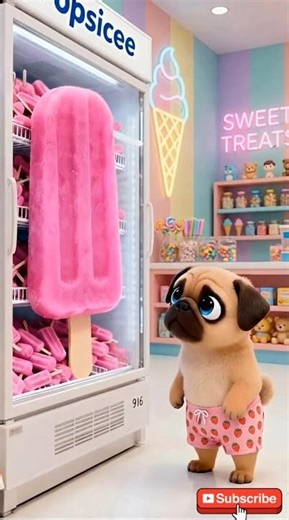 The puppy has a sweet plan! 🤫He buys a giant popsicle... and shared it with everyone!🐶🍦🤩