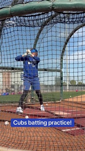 The Cubs take batting practice at spring training in Mesa ☀️ #cubs #watchmarquee #mlb #springtraining