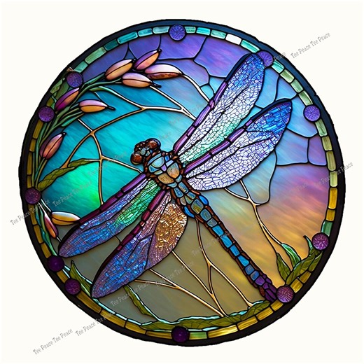 Dragonfly Stained Glass Fabric Panel, Quilt Sewing Square, Multiple Sizes, Fc2m - Etsy
