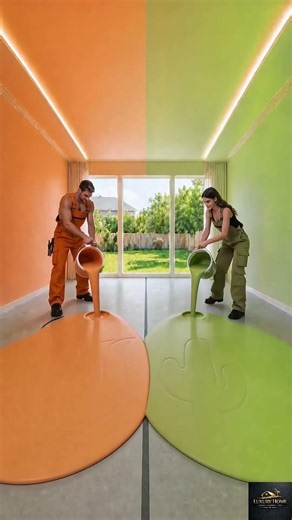 THIS FLOOR IS SO INSANE 😱🌷💚 Orange Tulip & Green Cactus Luxury Floor ✨ #epoxy #epoxyfloor #shorts