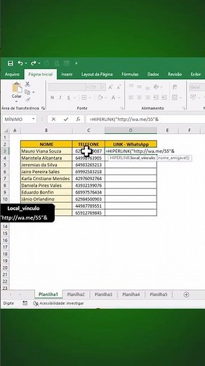 Como Inserir LINK DE WHATSAPP no Excel