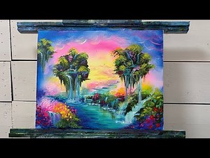 PAINTING A FLOATING FANTASY WORLD | Step By Step Acrylic Tutorial