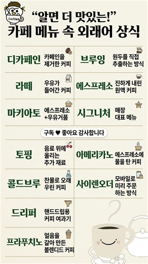 알고 마시면 더 맛있는 카페 메뉴 속 외래어 상식