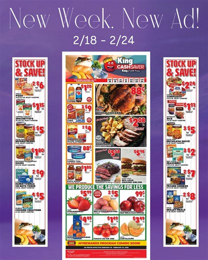 Our new weekly ad is live! 🐟✨ Lenten Savings are here—shop great deals on seafood, pantry staples, and more all week long. Click this link to view our full ad 👉 https://www.kingcashsaver.com/weekly-ad #kingcashsaver #weeklyad #deals #savings #lent #february #localbusiness #localgrocer #local #localemployees #grocerystore | King Cash Saver