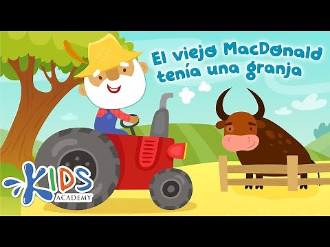 El viejo MacDonald tenía una granja | Canción infantil con letra por Kids Academy