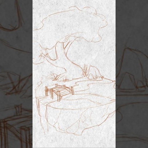 Sketch a Stylized Environment – Simple Structure & Basic Shapes 🏔️✏️