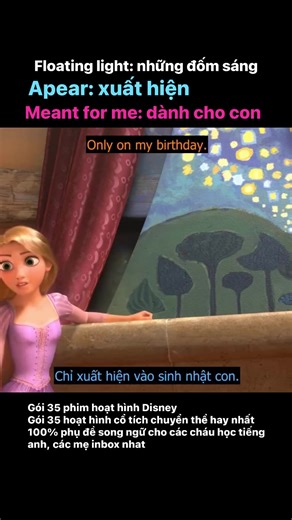 TOP 20 PHIM HOẠT HÌNH HỌC TIẾNG ANH CHO TRẺ EM HAY NHẤT 𝐓𝐨𝐩𝟏: 𝐂𝐨̂𝐧𝐠 𝐜𝐡𝐮́𝐚 𝐭𝐨́𝐜 𝐌𝐚̂𝐲 (𝐓𝐚𝐧𝐠𝐥𝐞𝐝) Bộ phim phù hợp cho cả gia đình. Trong cuộc phiêu lưu của mình, Rapunzel thường sử dụng ngôn ngữ để thể hiện sự ngạc nhiên trước những sự việc và ý tưởng mới. Có rất nhiều từ vựng và cách diễn đạt hay đáng để bé học. Phim này còn được xuất bản sách song ngữ để giảng dạy tiếng anh trong các trung tâm Anh ngữ 𝐓𝐨𝐩𝟐: 𝐋𝐢𝐨𝐧 𝐊𝐢𝐧𝐠 𝟏𝟗𝟗𝟒,𝟏𝟗𝟗𝟖 (song ngữ, trình độ cơ bản