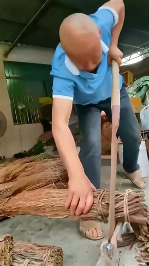The complete process of making traditional handmade brooms