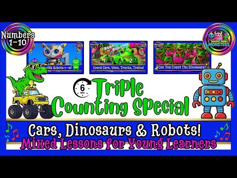 Triple Counting Special 1–10 | Cars, Dinos & Robots #2 | Magic Mini Monsters | #magicminimonsters