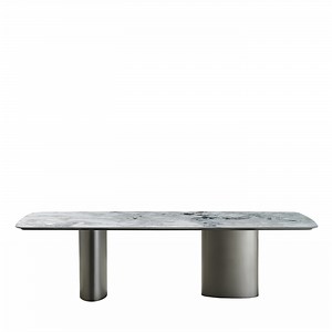 Tangeri Dover White Marble Rectangular Dining Table by Roberto Lazzeroni