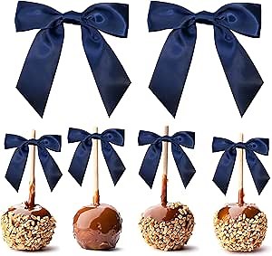 Navy Blue Satin Ribbon Twist Tie Bows 5 Inch Pre-Tied Blue Gift Bows for Crafts, Treat Bags, Party Favors, Wedding, Baby Shower, Candy Apple, Christmas Tree (36 Pack)