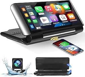 Portable car Stereo Radio with Carplay Android Auto Mirror Link Portable Car Play with 6.86 inch Foldable Screen Apple Carplay Screen for Car with Bluetooth FM Transmitter Backup Camera Voice Control
