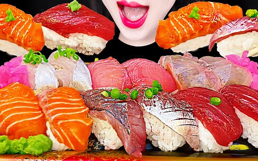 Jane ASMR SALMON SUSHI, TUNA EATING