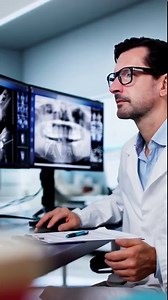 Radiologist Dentist Using X Ray Software