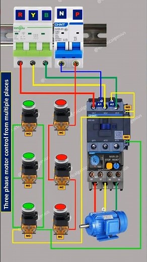 Motor Control from Different Locations | Multiple Area Control One Motor Wiring