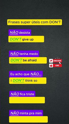 Frases super úteis com DON’T 🎯