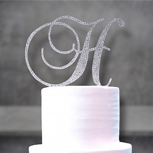 Gorgeous Swarovski Crystal Wedding Cake Toppers 4'' in Any Letter Monogram Custom Cake Topper, Bling Cake Topper, Rhinestone Cake Topper - Etsy