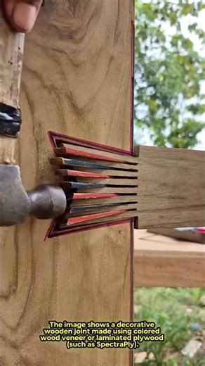 Decorative Wooden Joint Made with Colored Veneer