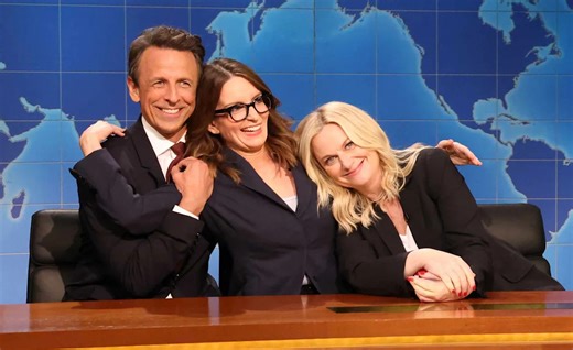 “SNL” alums Tina Fey and Seth Meyers join Amy Poehler for joke-off with 'Weekend Update' anchors