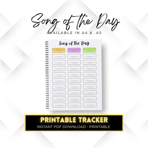 Song of the Day, Music Tracker, PRINTABLE Journal Template, Playlist Planner Page, Song Journal, Journaling Prompt, Digital Journal - Etsy UK