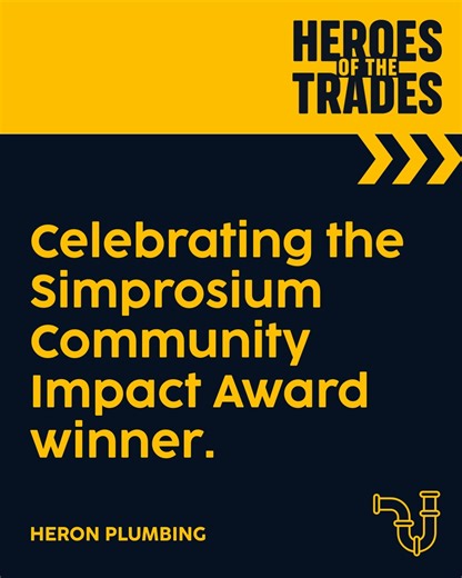We are proud to celebrate Heron Plumbing, our 2025 Simprosium Community Impact Award winner. 🏆 From mentoring apprentices to supporting youth foundations, Heron Plumbing shows that a small trades business can have a monumental impact. Read their story: https://bit.ly/4beWWLT. #HeroesOfTheTrades #AwardWinner #CommunityFirst #FieldService | Simpro