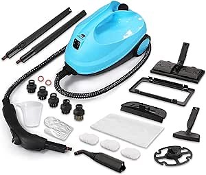 MLMLANT Steam Cleaner, Steam Mop with 21-Piece Accessory Set, 1.5L Water Tank Capacity 1500W Handheld Steamer Carpet Cleaner for Multi-Purpose and Multi-Surface Floors, 16.4ft Power Cord, Blue