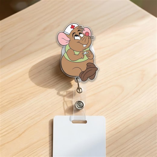 Gus Gus Badge Reel, Cinderella Mouse ID Holder, Cute Disney Badge Reel, Fairy Tale Work ID Reel, Cartoon Mouse Retractable Badge G6HA04-09 - Etsy