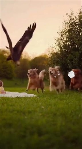 “CGI Animal Adventure: Hero Dogs Save the Day in a Dramatic Park Scene!”