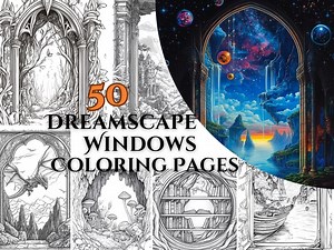 50 Dreamscape Windows Coloring Pages Inspiring Coloring Book Pages for Adults Seeking Relaxation & Creativity Beautifully Detailed Art - Etsy