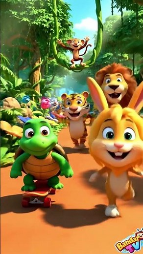 Turtle vs Rabbit Race 🐢🐰 | Fun Jungle Racing Video for Kids | Happy Animals Cartoon
