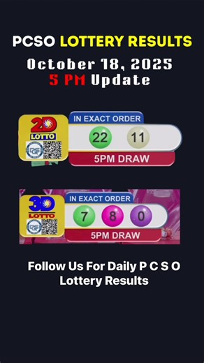 PCSO 5:00 PM Lotto Draw - October 18, 2025 #PCSOLottoResultToday | PCSO Lottery Results