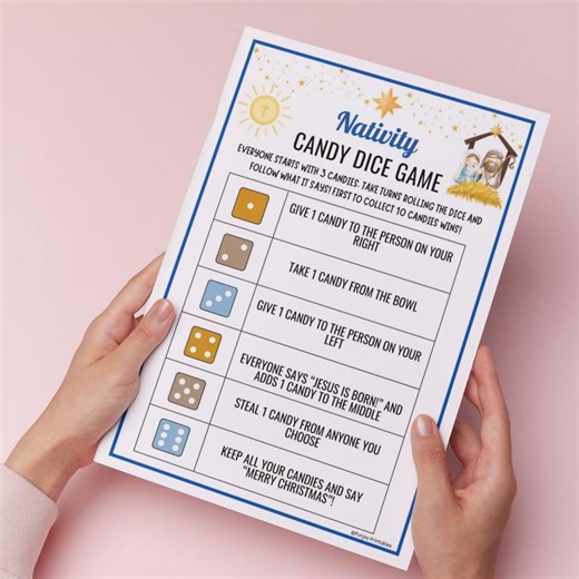 Nativity Candy Dice Game Printable, Christmas Bible Activity (digital Download) - Etsy