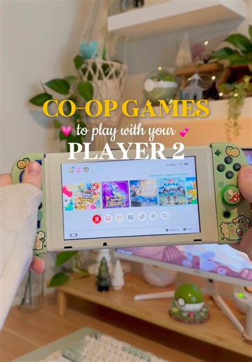 co op games to play with loved ones this valentine’s day 💕🎮 as much as I love flowers and chocolate, quality time is definitely my love language so taking the time to play games and have funny moments together is actually my favorite 🥰 nothing like a little chaos and competition with your player 2 🤭💕 and in case no one’s asked you yet, will you be my valentine 🥺💐💚 #coopgames #cozygames #multiplayergames #whattoplay #cozydesksetup #valentinesdate #nintendoswitchgames