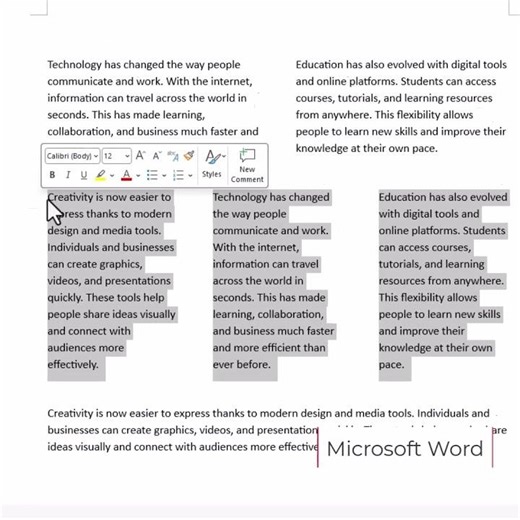 MS Word Text in Columns