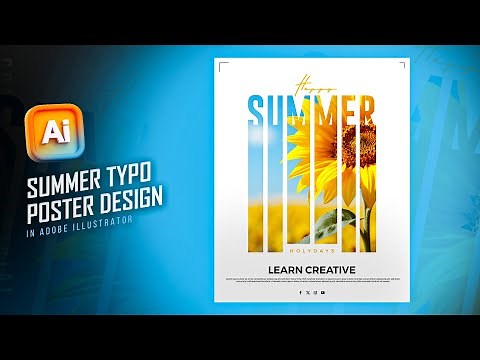 Modern Summer Poster design in Illustrator | Summer Typography poster design I Summer Vibes 2025