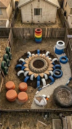 I built a $10k garden using ONLY old TIRES ⚠️🤯