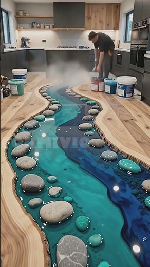 From Plain Floor to River Kitchen 🔥 | Epoxy Timelapse