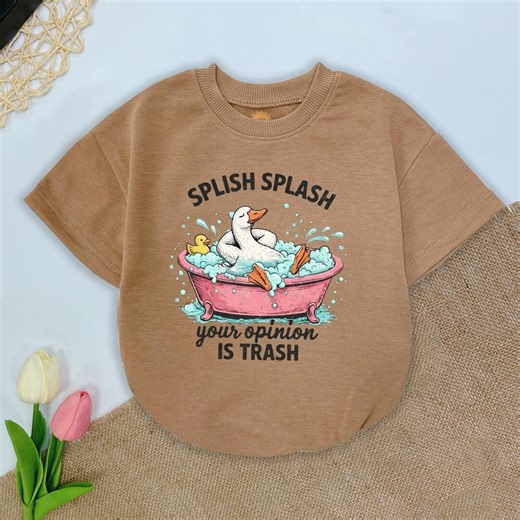 Splish Splash Your Opinion is Trash Goose Bathtub Romper, Cute Animal Bodysuit, Summer Clothes, Water Play Outfit, Baby Shower Gift Idea - Etsy