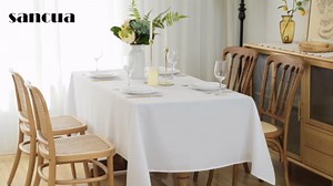 sancua 6 Pack White Tablecloth 60 x 120 Inch, Rectangle Table Cloth for 8 Feet Tables - Stain and Wrinkle Resistant Washable Polyester Table Cover for Dining Tables, Buffet Parties and Camping