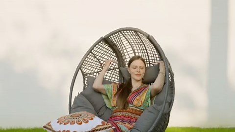 RADIATA 2 Sets Indoor Outdoor Stationary Wicker Egg Chair Oversized Thicken Cushions Egg Seat with Legs 440lbs Egg Basket Lounge Chair with Ottoman, Boho Rattan Chair for Living Room Patio Gray