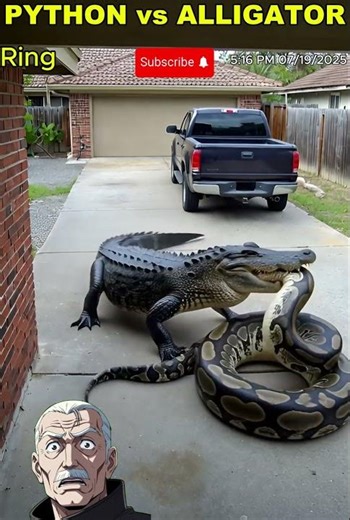 Gator vs Python Battle Caught on Security Cam #shorts #wildlife