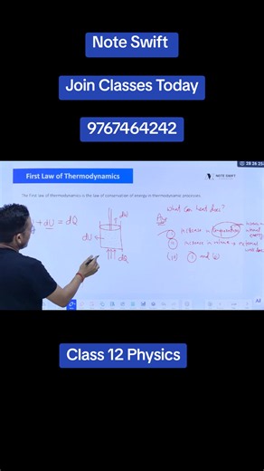 Class 12 Physics - First Law of Thermodynamics #physicssir #physics #onlineclasses #class12 #noteswift